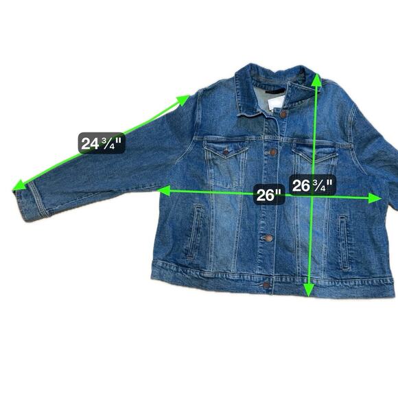 JW Signature Los Angeles Cropped Denim Jacket 3XL Oversized Raw Hem Jean Coat - Picture 7 of 7